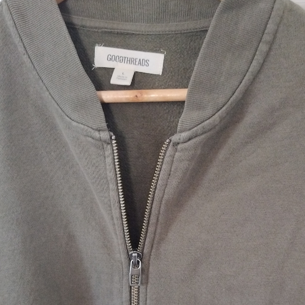 GoodThreads Men's Olive Green Zip-Up Sweater Sz L - Picture 4 of 7